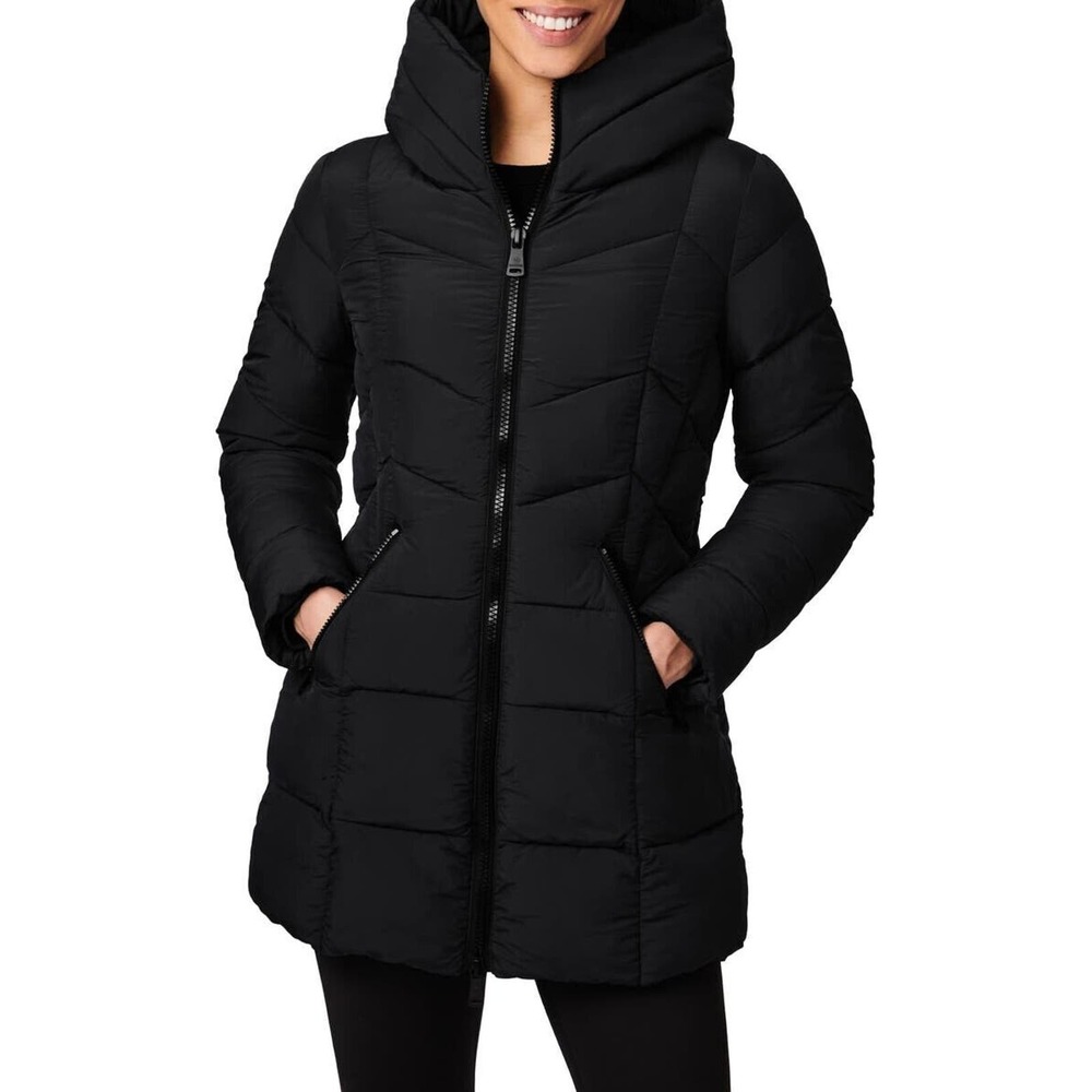 Bernardo NWT Women's Hooded Water Resistant Puffer Jacket Black Size XL